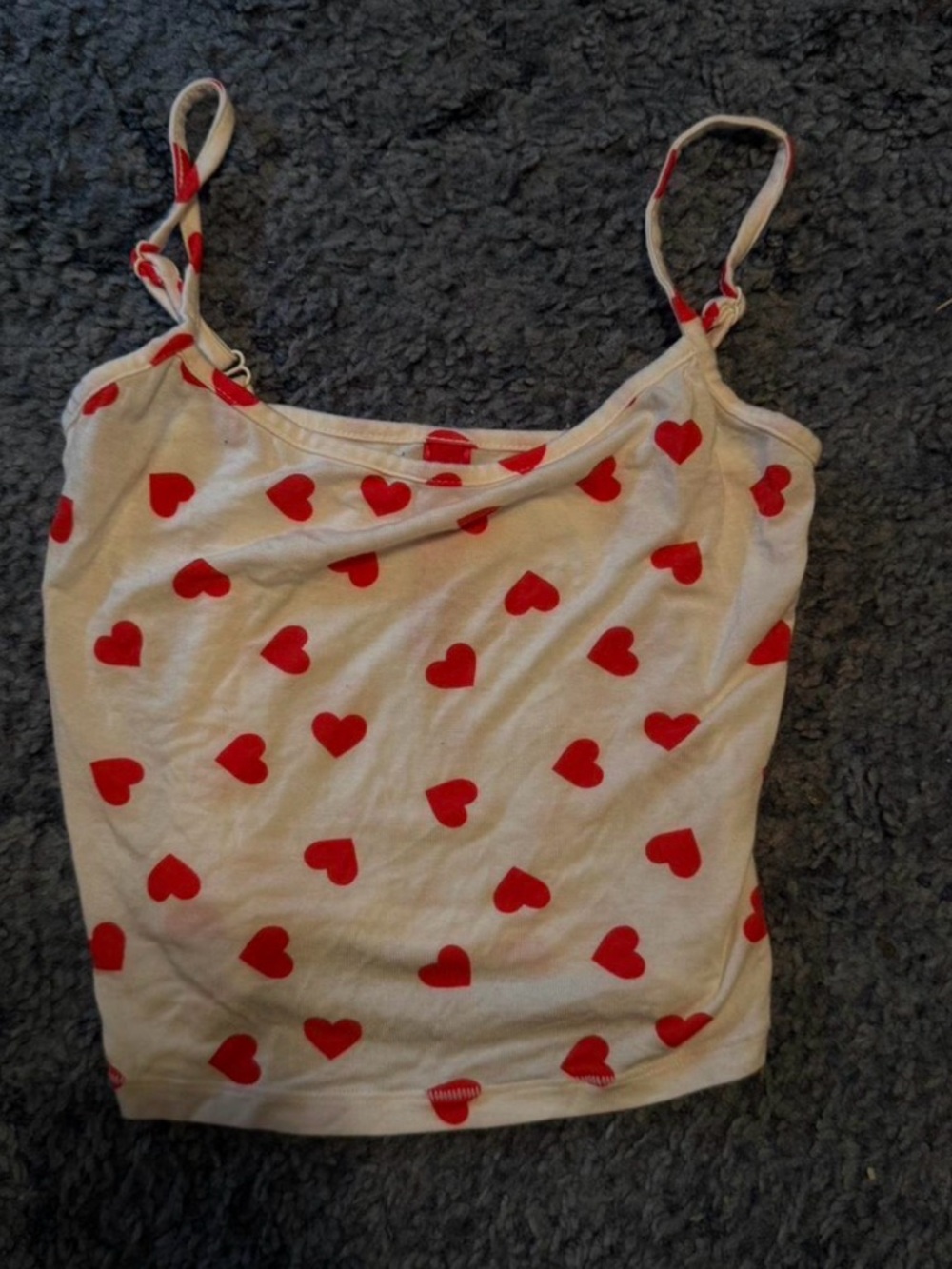 SKIMS Cream Heart Print Cami with Red Hearts